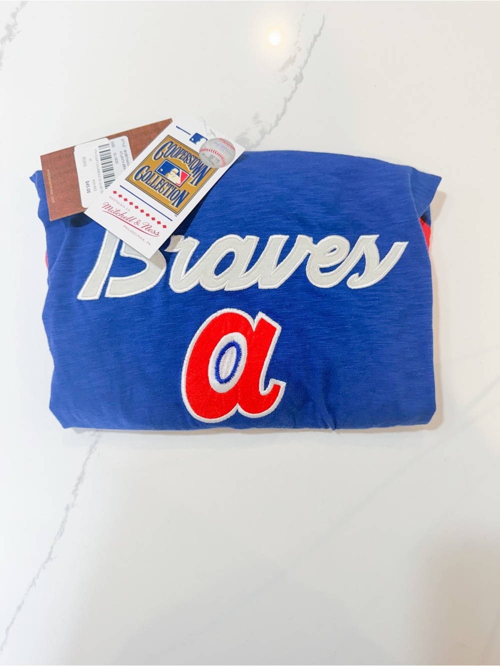 MLB Atlanta Braves Blue Short Sleeve Tee with Red & White Script